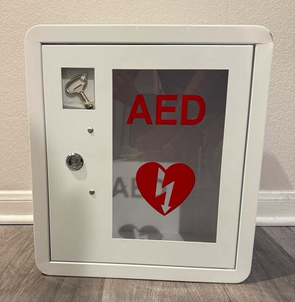 Durable Steel AED Cabinet with Secure Lock and Visual Identification Window